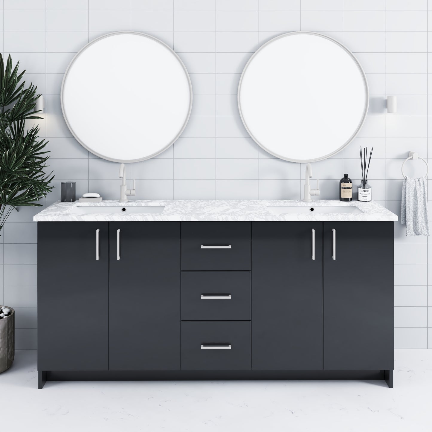 Zuma 72" Bathroom Vanity with integrated counter top