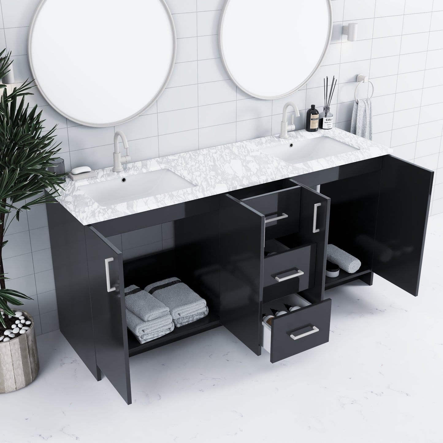 Zuma 72" Bathroom Vanity with integrated counter top