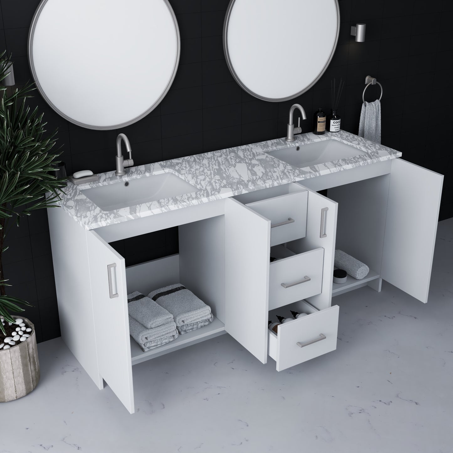 Zuma 72" Bathroom Vanity with integrated counter top